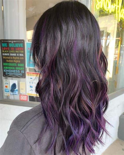 Top Image Black Hair With Purple Highlights Thptnganamst Edu Vn