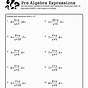 Evaluating Expressions Worksheets
