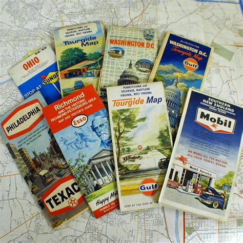1960s Gas Station Road Maps Usa