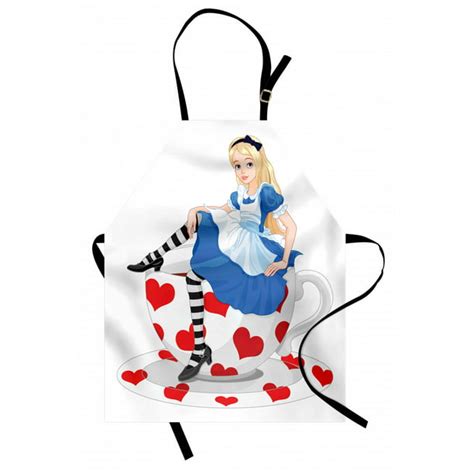 Alice In Wonderland Apron Alice Sitting On A Tea Cup With Heart Shape