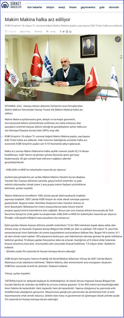 Makim Makina Halka Arz Ediliyor | KOBİ Girişim Sermayesi Yatırım