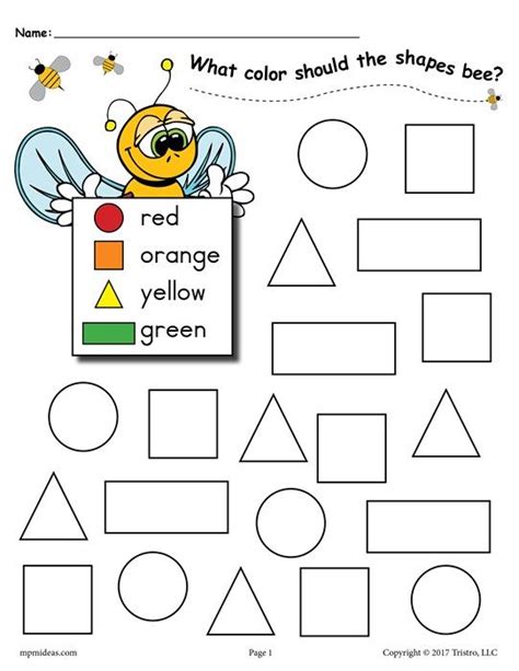 13 pages for coloring and tracing shapes: 6 Bee Themed Shapes Coloring Pages | Figuras geometricas ...