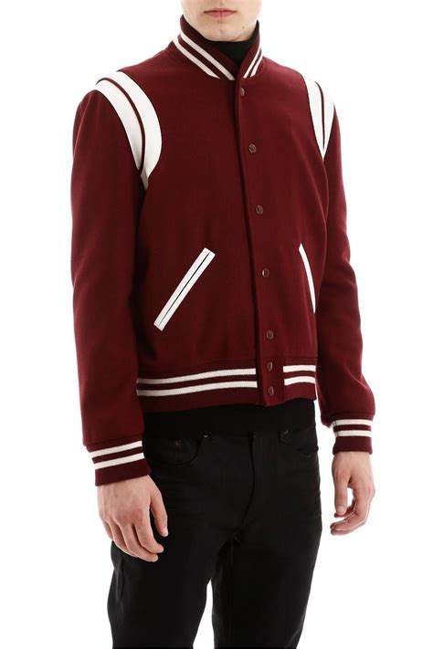 Saint Laurent Teddy Bomber Jacket In Red For Men Save 43 Lyst