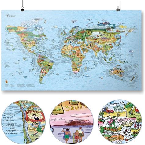 Planisfero Del Surf Awesome Maps Surftrip Map Englisch 975x56 Cm