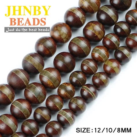 Jhnby China Tibetan Dzi Stripe Beads Natural Stone Religious 81012mm