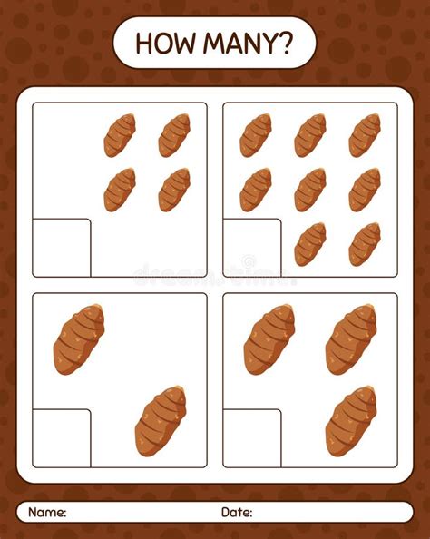 How Many Counting Game With Taro Root Worksheet For Preschool Kids