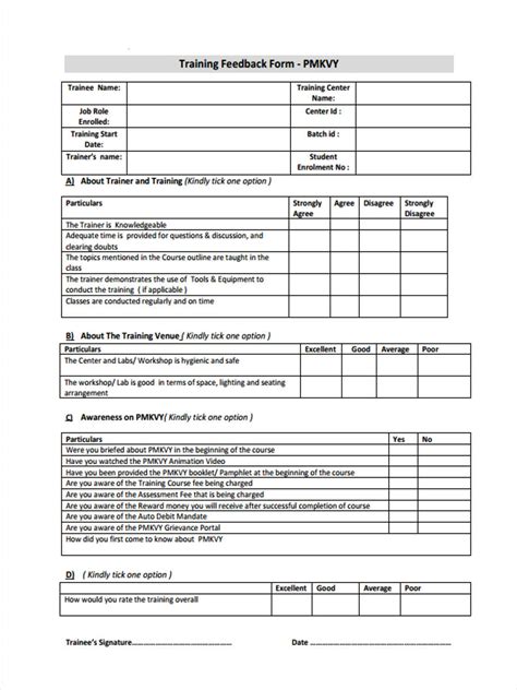 Free 22 Training Feedback Forms In Pdf