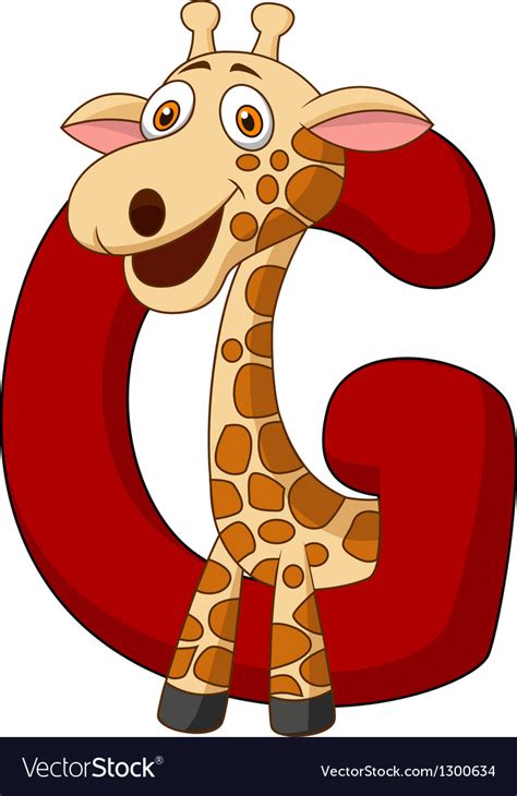 Alphabet G With Giraffe Cartoon Royalty Free Vector Image