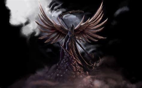 Dark Grim Reaper Horror Skeletons Skull Creepy Wings Angel Wallpaper