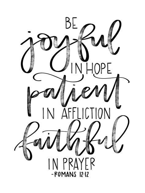 Be Joyful In Hope Patient In Affliction Faithful In Prayer Romans 12