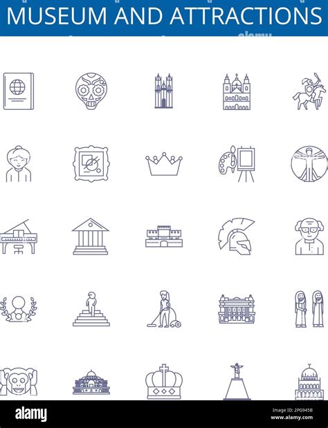 Museum And Attractions Line Icons Signs Set Design Collection Of Museum Attractions Heritage