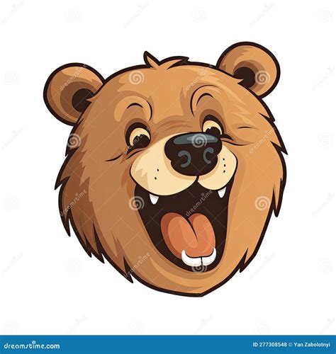 Laughing Bear Head Emoticon Doodle Icon Image Cartoon Vector