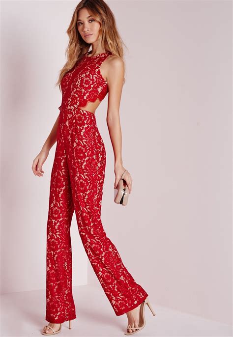 missguided lace open back jumpsuit red jumpsuits and romper red jumpsuit jumpsuits for women