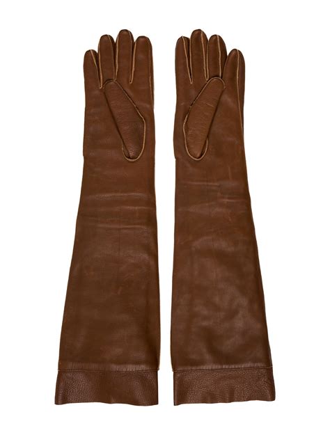 Marni Leather Elbow Length Gloves Brown Winter Accessories