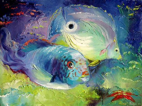 Nelya Shenklyarska Artwork Aquarium Original Painting Oil Sea Life Art