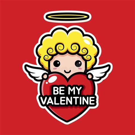 Vector Cute Cupid Character On Valentine S Day Greetings Stock Vector
