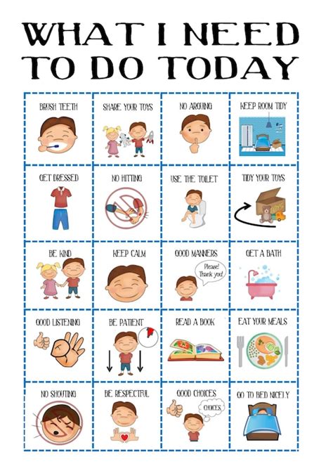 Behaviour Chart For Boys Toddler Routine Chart Visual Aid Etsy