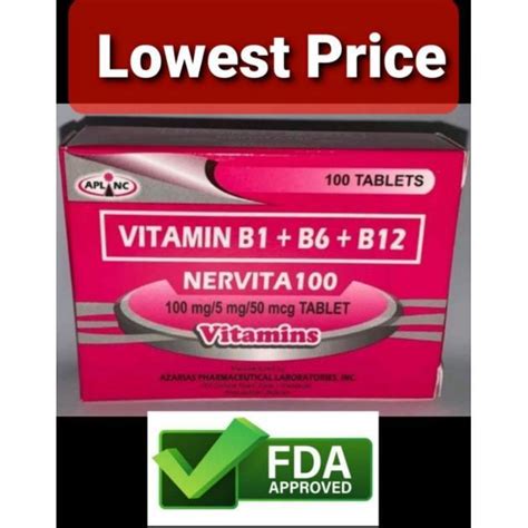 Quality Assurance Nervita 100 Vitamin B Complex B1 B6 B12 100