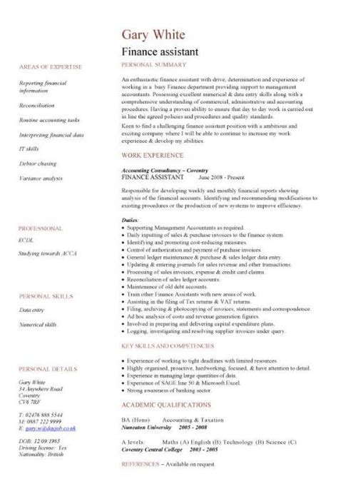 This will involve providing support with various tasks including payroll, sage 50 transactions and the preparation of all supplier payments and staff expenses. finance assistant CV sample, strong ledger skills, cv ...