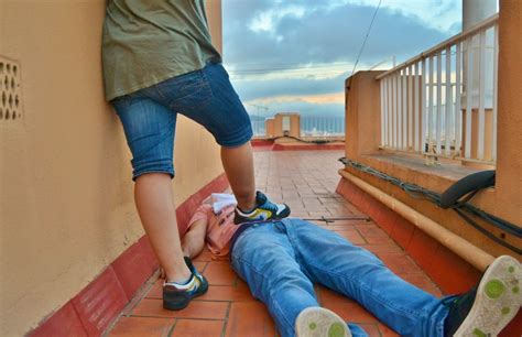 Crushandtrampling Trampling With Nike Blue And Yellow And Jeans On The Terrace