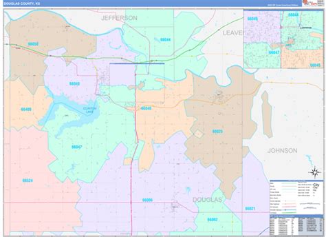 Douglas County Ks Wall Map Color Cast Style By Marketmaps Mapsales