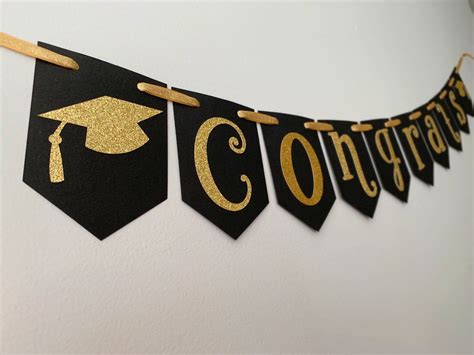 Congrats Banner Graduation Banner Black And Gold Gold Graduation