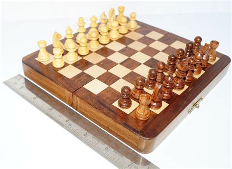 Wooden Small Chess Set With Folding Board Wooden Chess Set Etsy