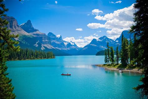 Mountains Clouds Landscapes Trees Forest Ships Canada Lakes Canoe