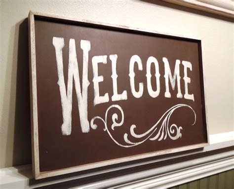 Welcome Vintage Signold West Style Signdistressed Brown Etsy
