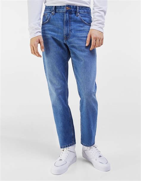 Jeans Straight Fit Vintage Hombre Bershka