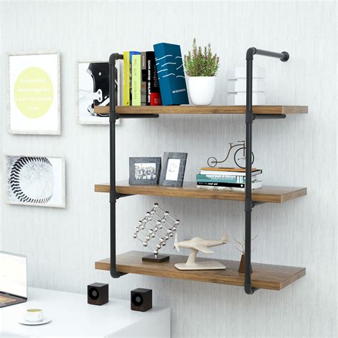 Mecor Industrial Wall Shelf 3 Tier Boards Included Wall Mount Iron