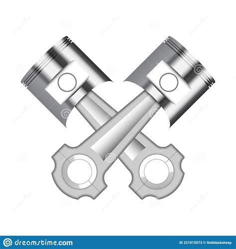 Two Engine Piston Isolated On White Background Vector Stock Vector