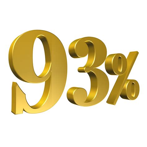 93 Percent Gold Number Ninety Three 3d Rendering 8506437 Png