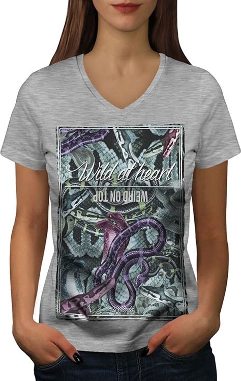 Wellcoda Wild Schlangen Frau V Ausschnitt T Shirt Seltsam Grafikdesign T Stück Amazonde Fashion