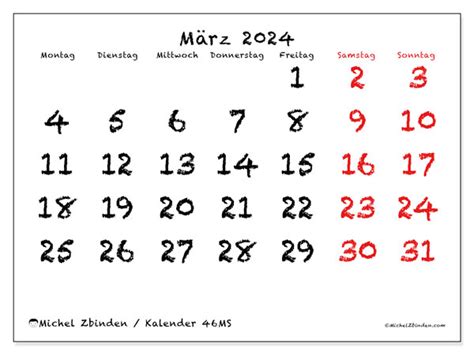 Kalender März 2024 Michel Zbinden Lu