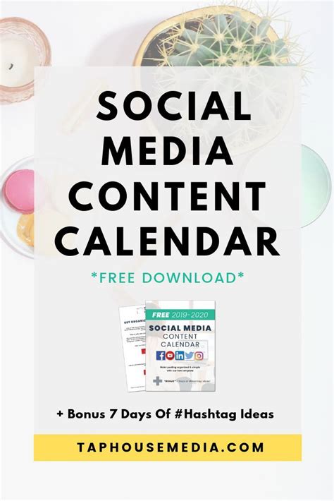 Downloadable Free Social Media Content Calendar Template 2020