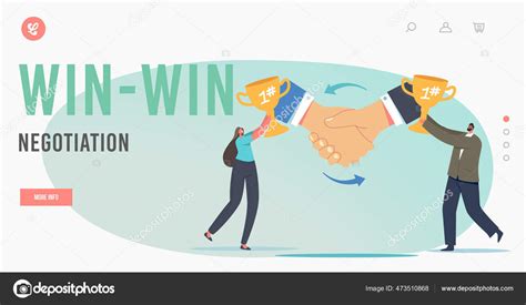 Win Win Negotiation Landing Page Template Business Men Partners With