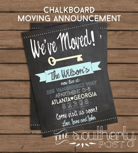 Moving Announcement Weve Moved Chalkboard Custom Card Printable