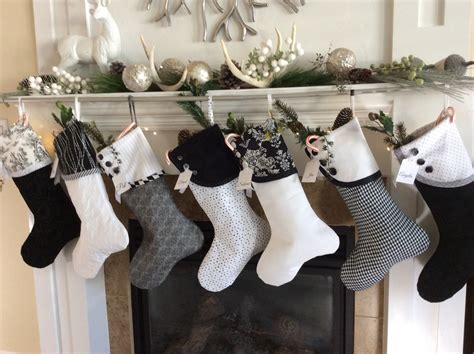 Black And White Christmas Stockings Holiday T Socks Etsy