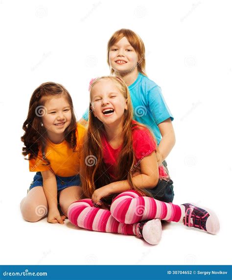 Groupe De Trois Petits Enfants Heureux Photo Stock Image Du Long