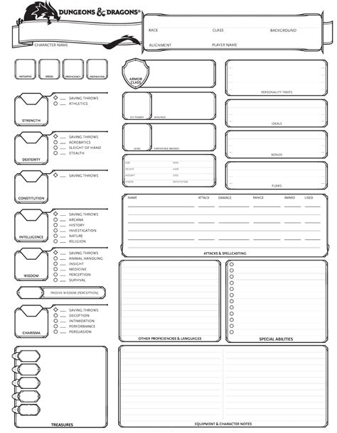 Free Printable Dungeons And Dragons Character Sheet