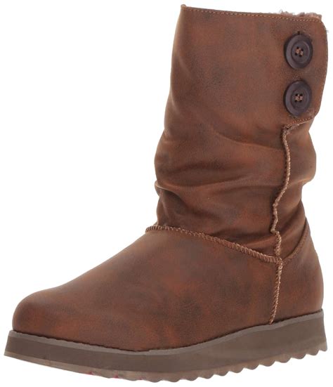 skechers women s keepsakes 2 0 big button slouch mid boot fashion chocolate 5 m us
