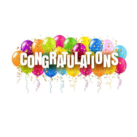 Congratulations Card And Colorful Balloons White Background Stock