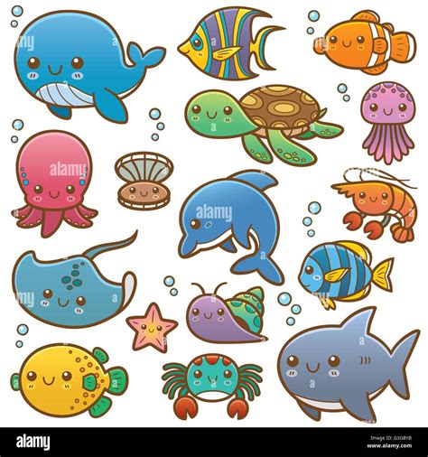 Vector Illustration Of Sea Animals Cartoon Stock Vector Image And Art Alamy