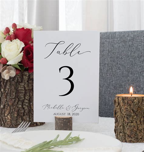 Wedding Table Numbers Template