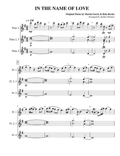 In The Name Of Love Score Sheet Music For Flute Download Free In Pdf Or