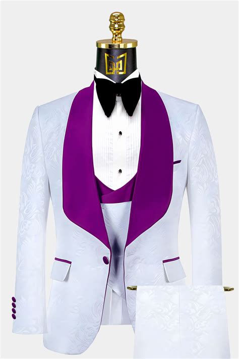 White And Purple Tuxedo Suit Gentlemans Guru