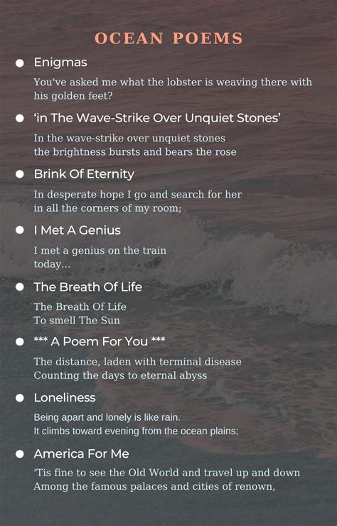 Ocean Poems Best Poems For Ocean