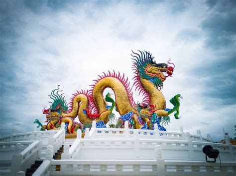 Chinese Dragon Statue And Sky Background Stock Photo Image Of Chinese