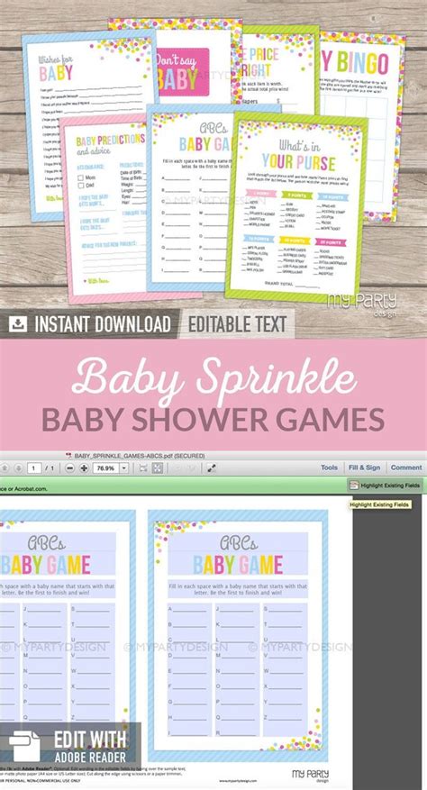 Baby Sprinkle Games Printable Baby Shower Games My Party Design